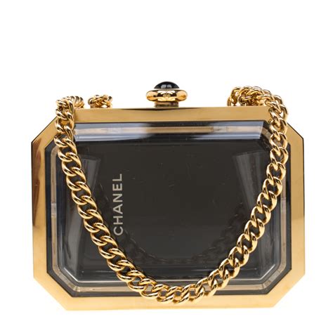 chanel plexiglass clutch|Evening bag, Plexi, enamel & gold.